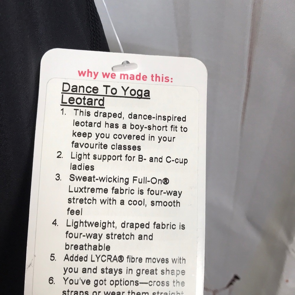 NWT BLACK LULULEMON DANCE TO YOGA LEOTARD - - 10 - Picture 4 of 8
